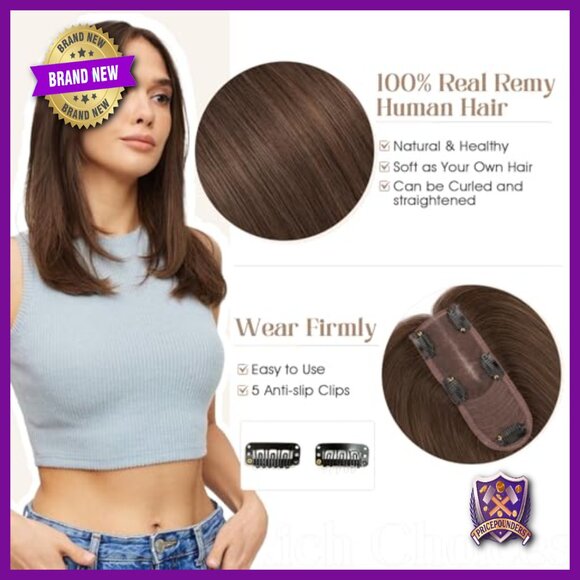 Human Hair Topper Clip-In Lace Base 14\